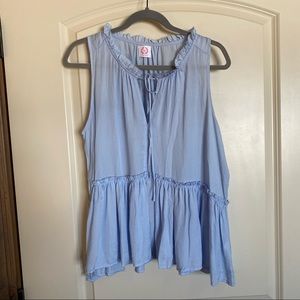 Boutique Sky Blue Flowy Tank